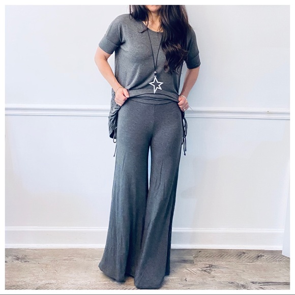 ✨RESTOCKED✨CHARCOAL GREY FABULOUS WIDE LEG PANTS - Picture 2 of 8